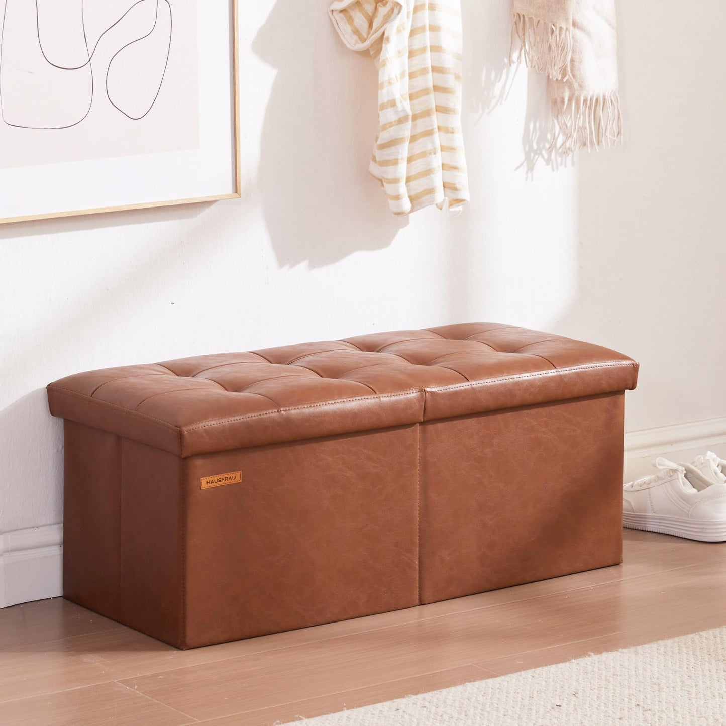 HAUSFRAU 31.5" Storage Ottoman Bench