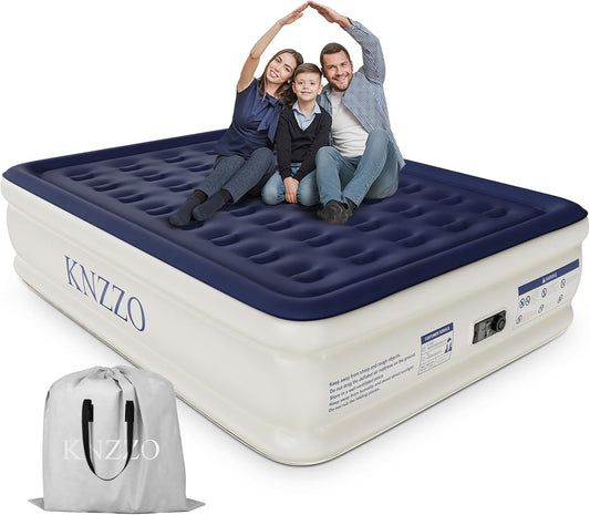 Queen Air Mattress with Built-In Pump & Flocked Top