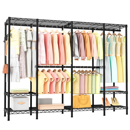 Heavy Duty Large Garment Rack with Shelves & Rods