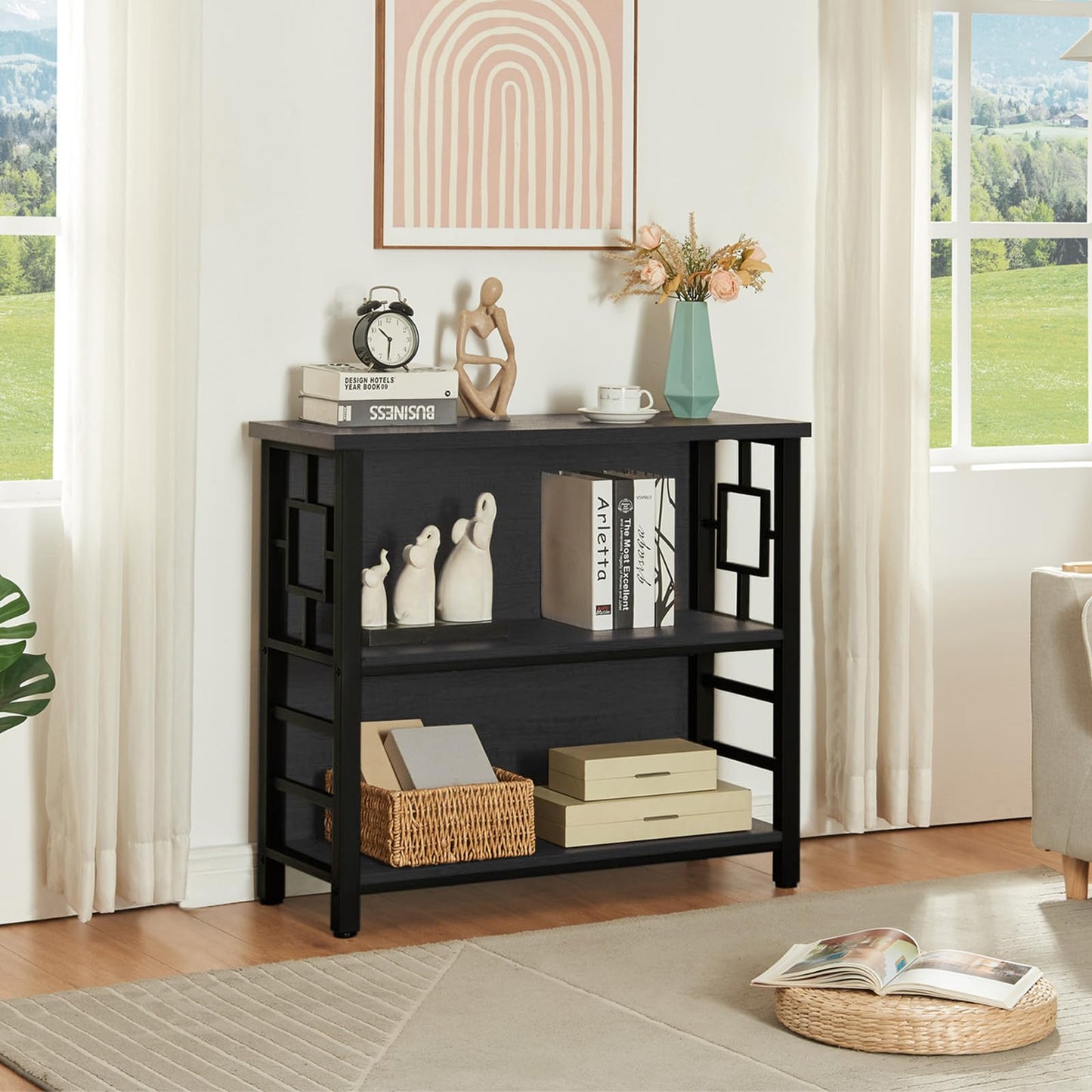 HOMISSUE 3-Tier Rustic Bookshelf