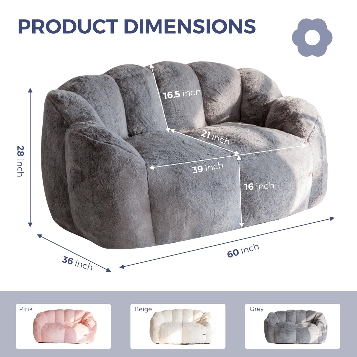 MAXYOYO Floral Bean Bag Chair – Beige