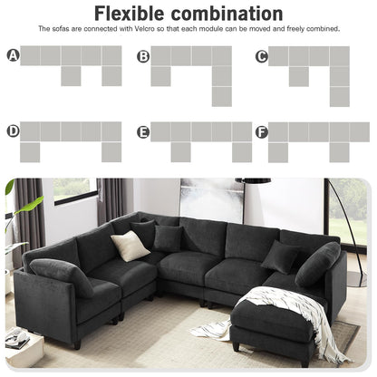 7-Seater Modular Sofa – Black