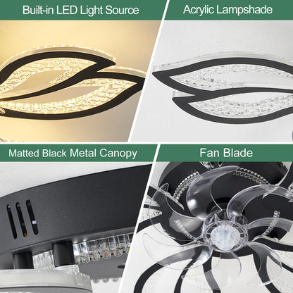 32" Black Ceiling Fan with Light