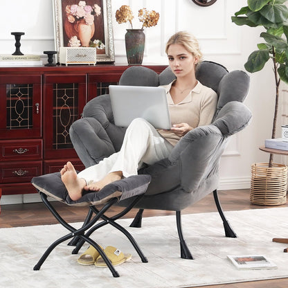 Butterfly Chair with Ottoman – Khaki Velvet