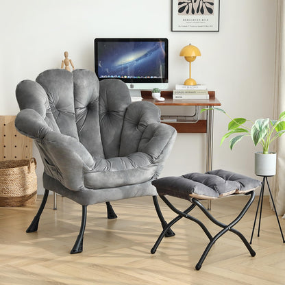 Butterfly Chair with Ottoman – Khaki Velvet