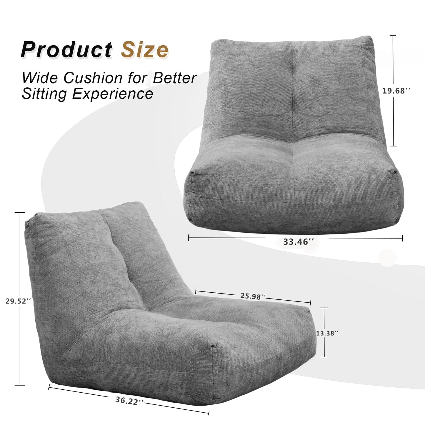 Bean Bag Chair for Adults (Grey)