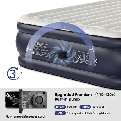 18" Full Air Mattress with Built-In Pump