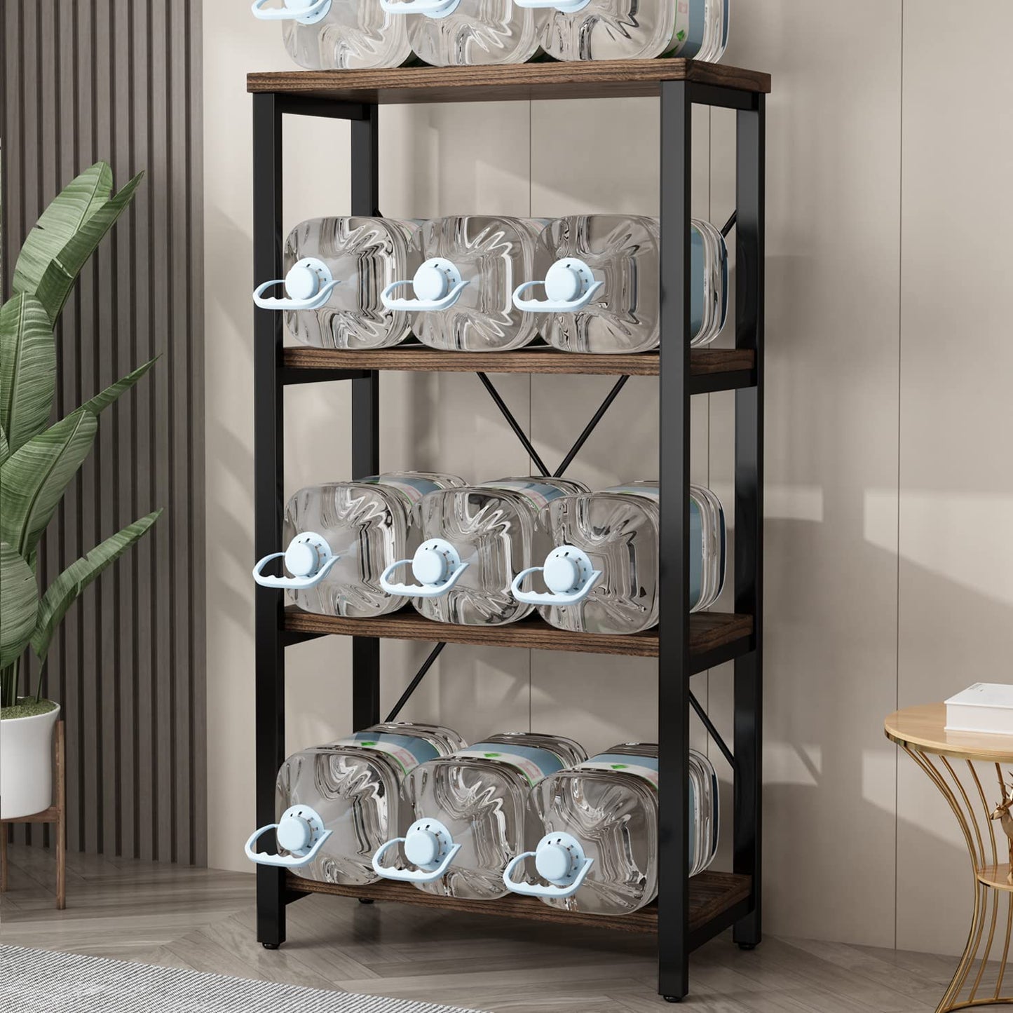 5-Tier Industrial Wood & Metal Bookcase