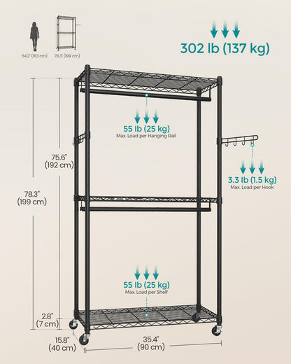 SONGMICS Heavy-Duty Portable Clothes Rack
