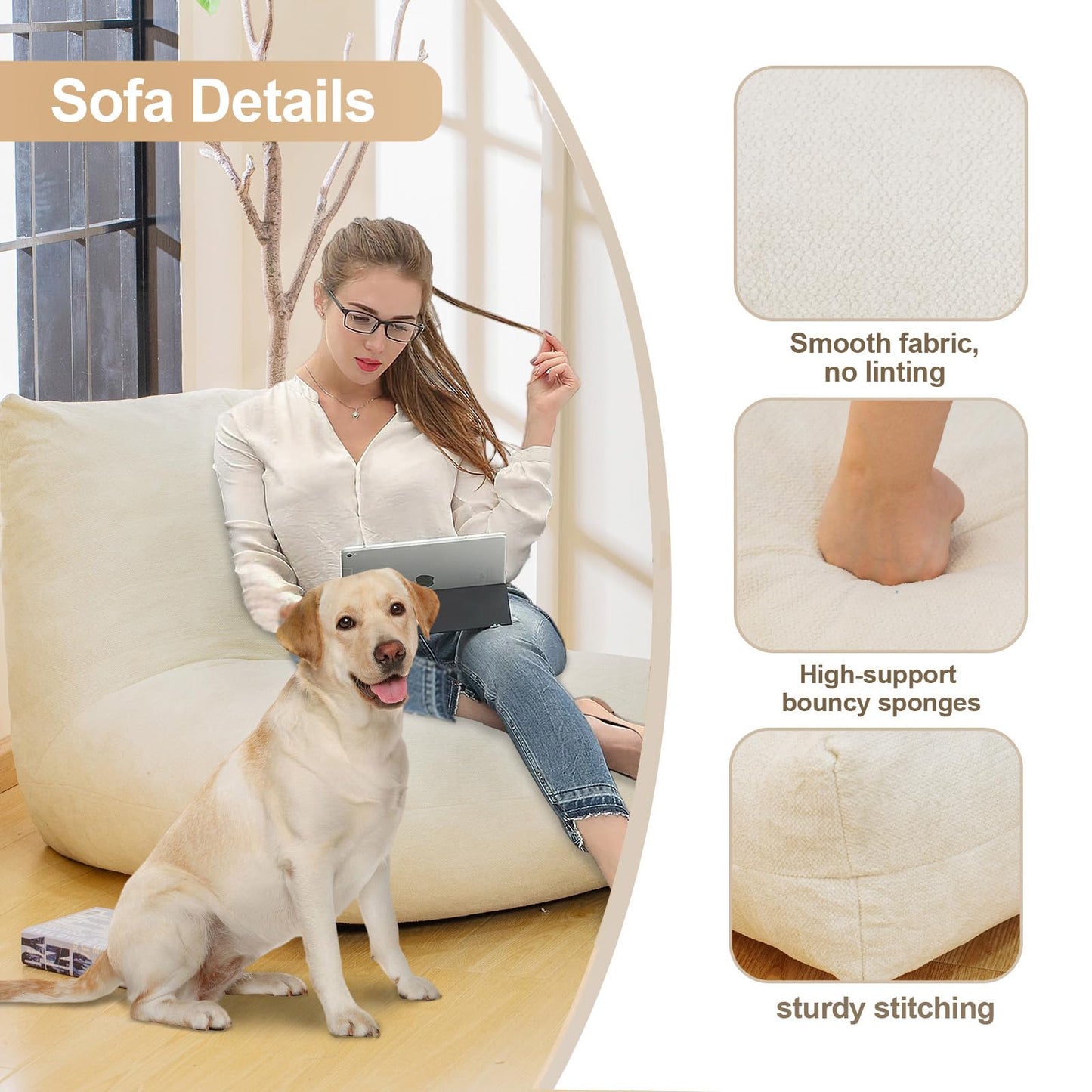Bean Bag Chair for Adults (Grey)