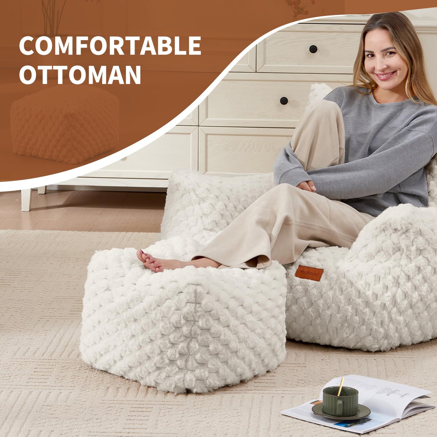 Giant Bean Bag Sofa with Ottoman