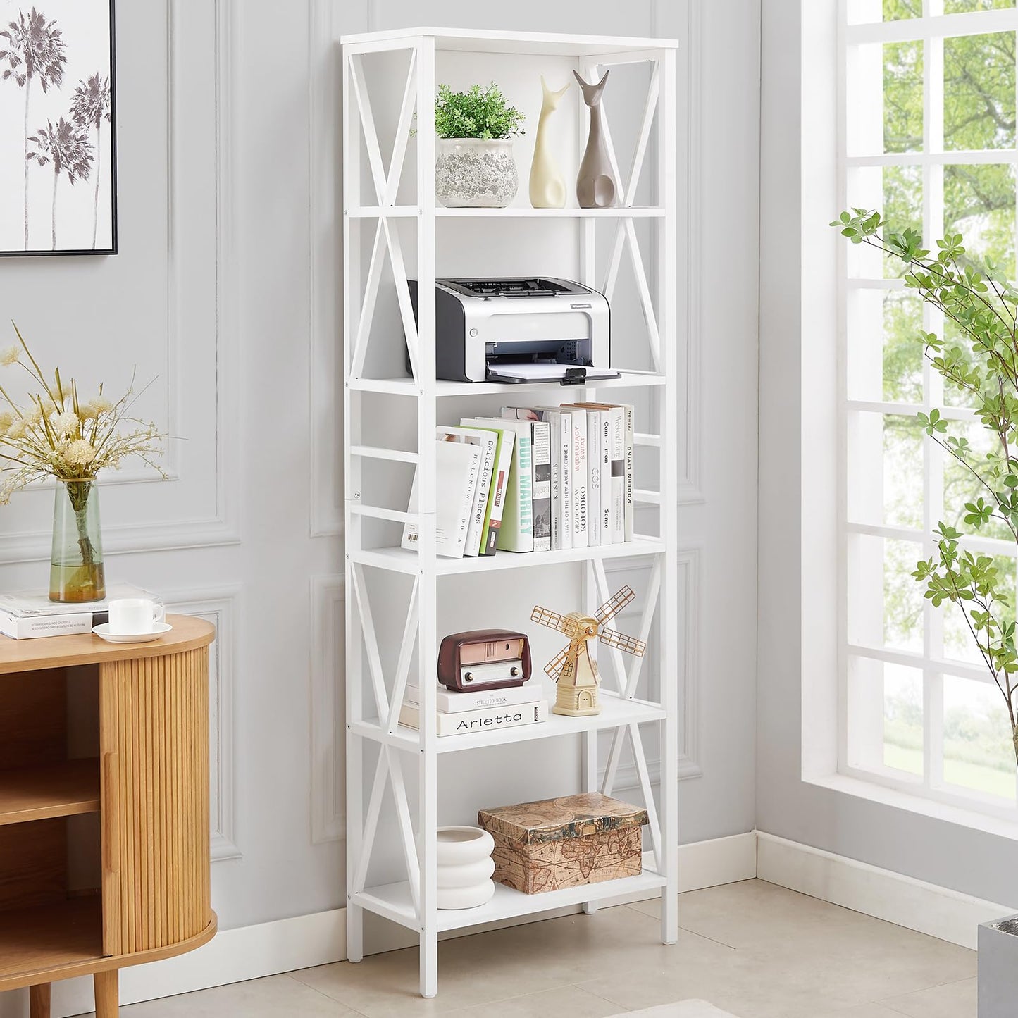 HOMISSUE 7-Tier Rustic Bookshelf