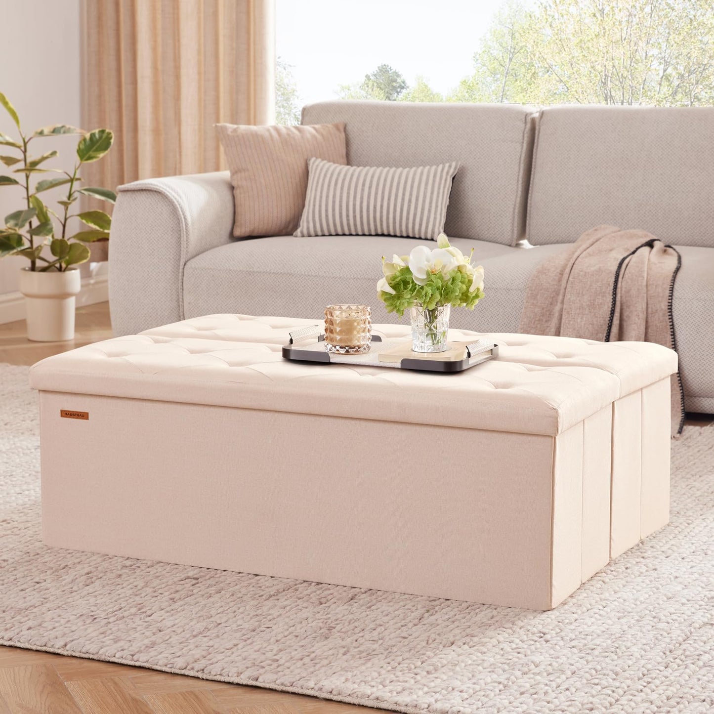 HAUSFRAU 31.5" Storage Ottoman Bench