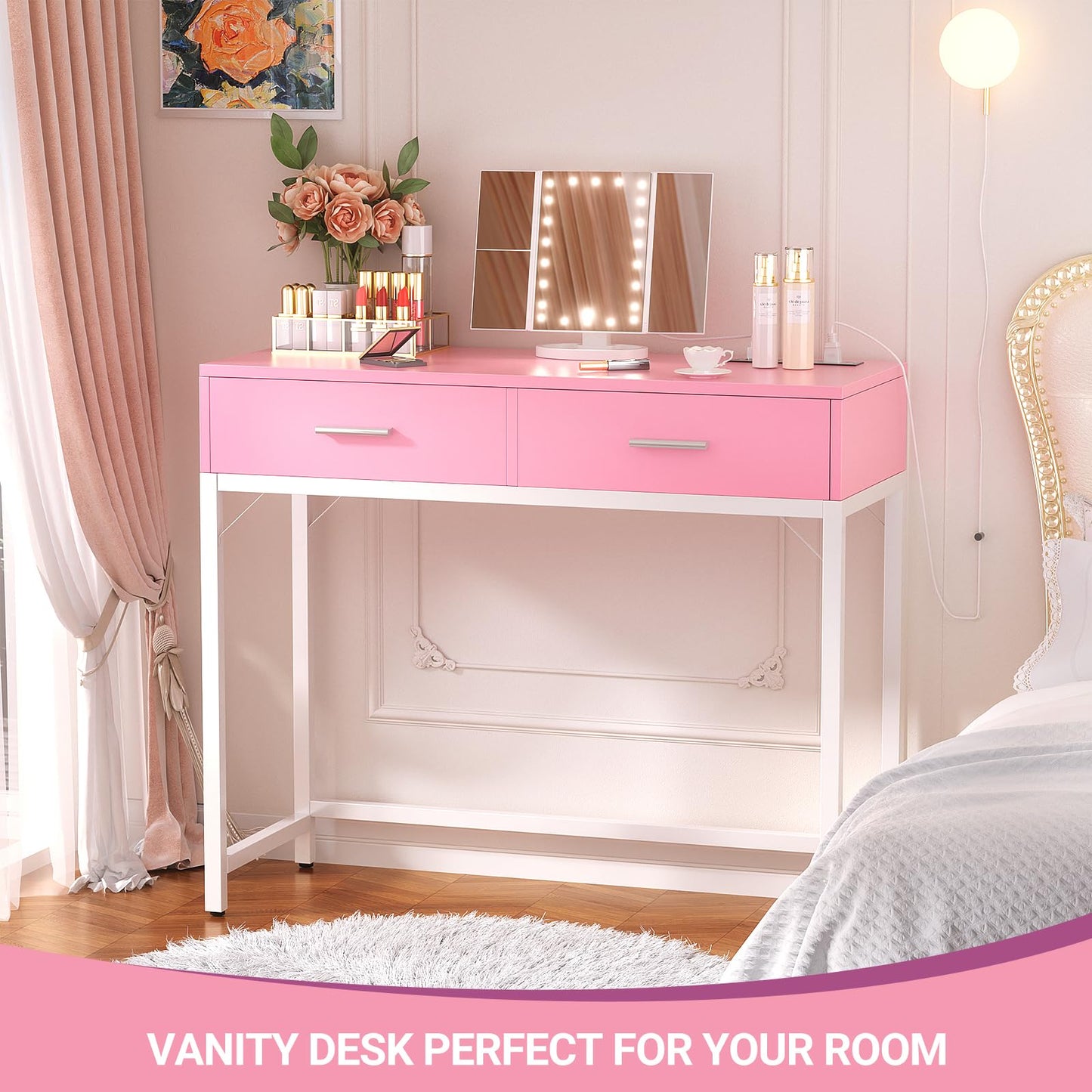 Cyclysio 36" Makeup Vanity Desk White