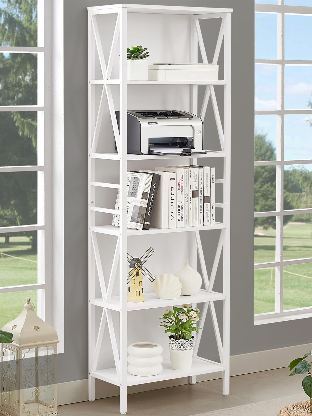 HOMISSUE 7-Tier Rustic Bookshelf