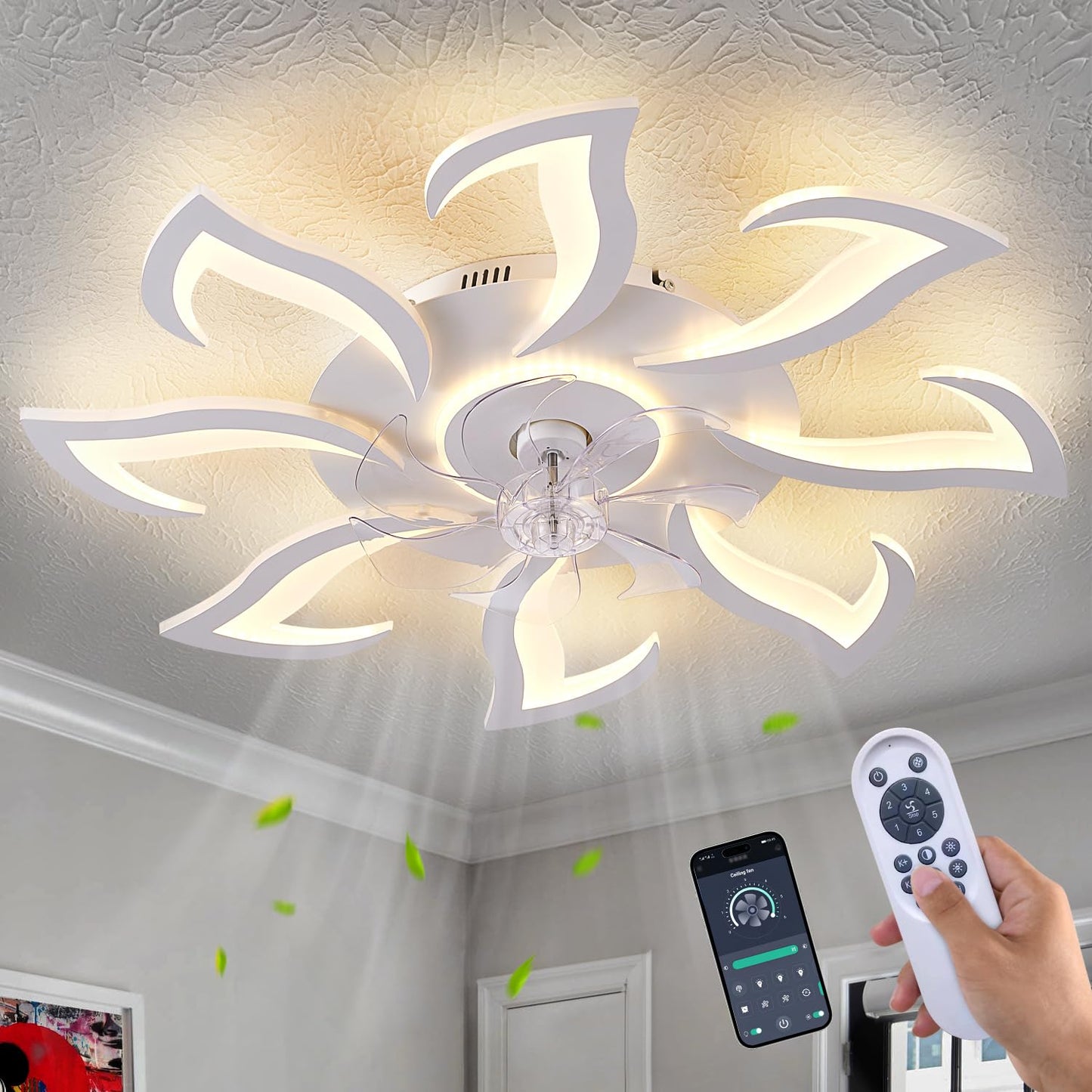 32" Black Ceiling Fan with Light