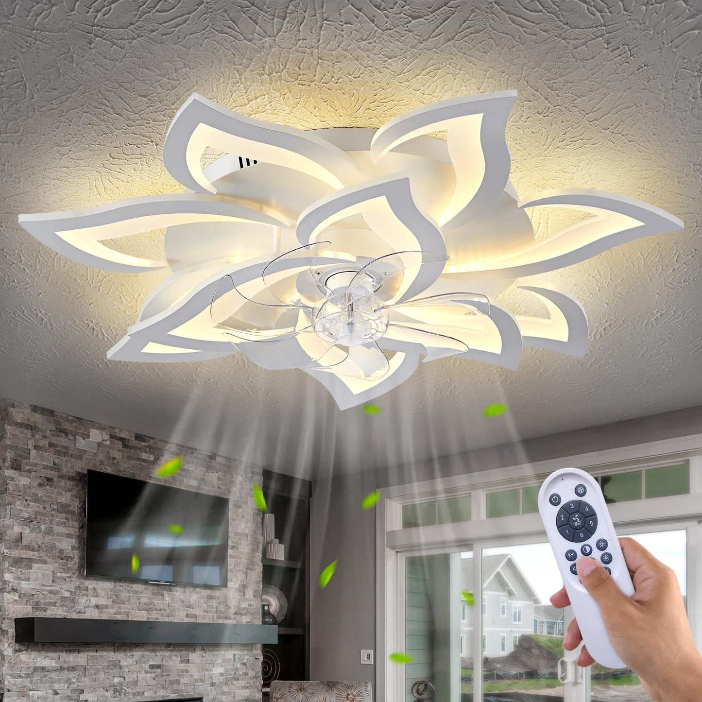 32" Black Ceiling Fan with Light