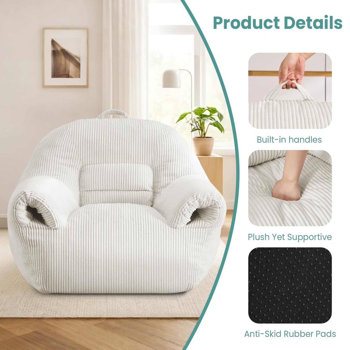 DAICO Bean Bag Chair White