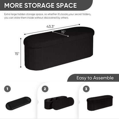 FSOBEIIALEO 43.3" Sherpa Storage Ottoman Bench