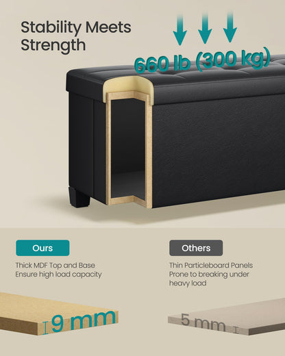 SONGMICS 15"x43"x15.7" Storage Ottoman Bench