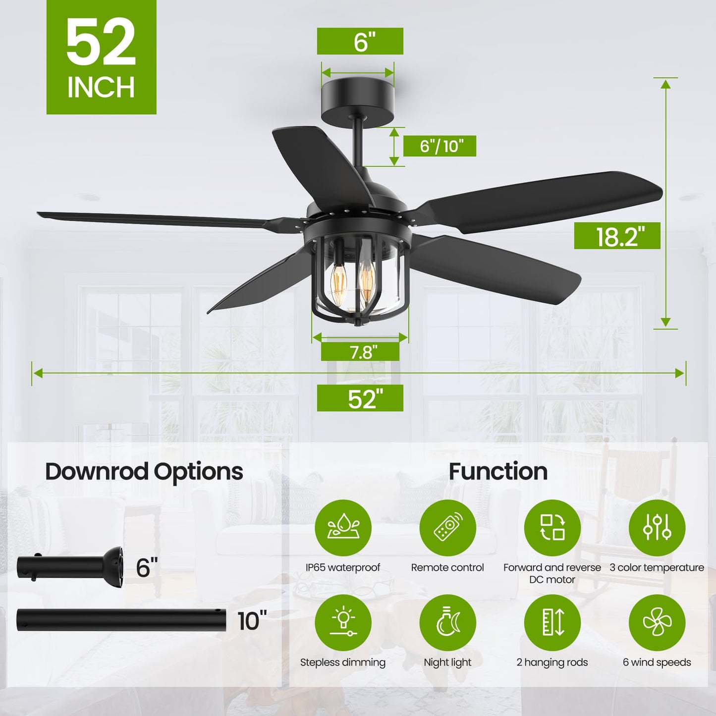 72" LED Ceiling Fan