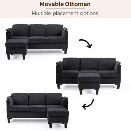 Beige L-Shaped Sofa with Storage