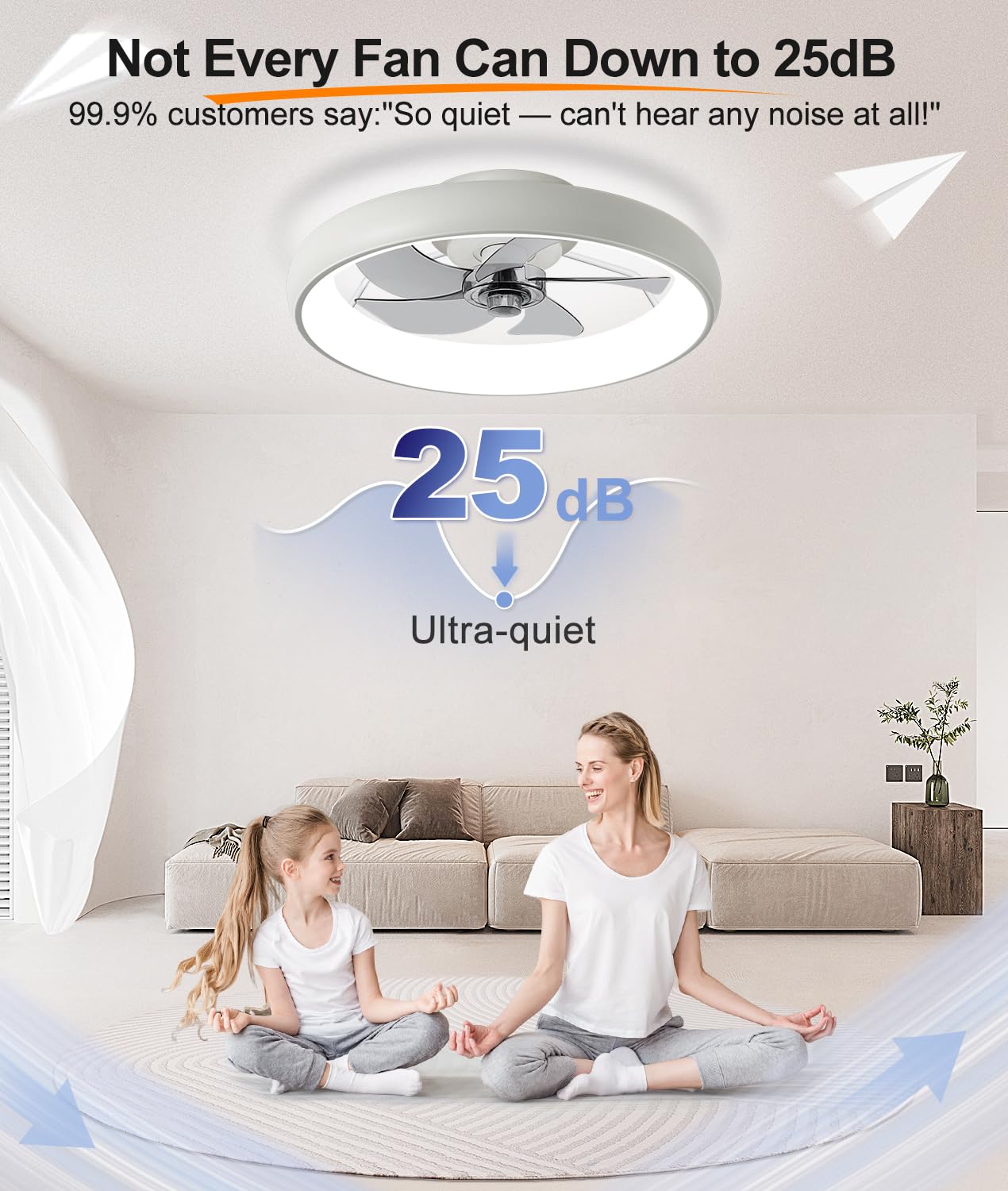 20" Black Ceiling Fan Light