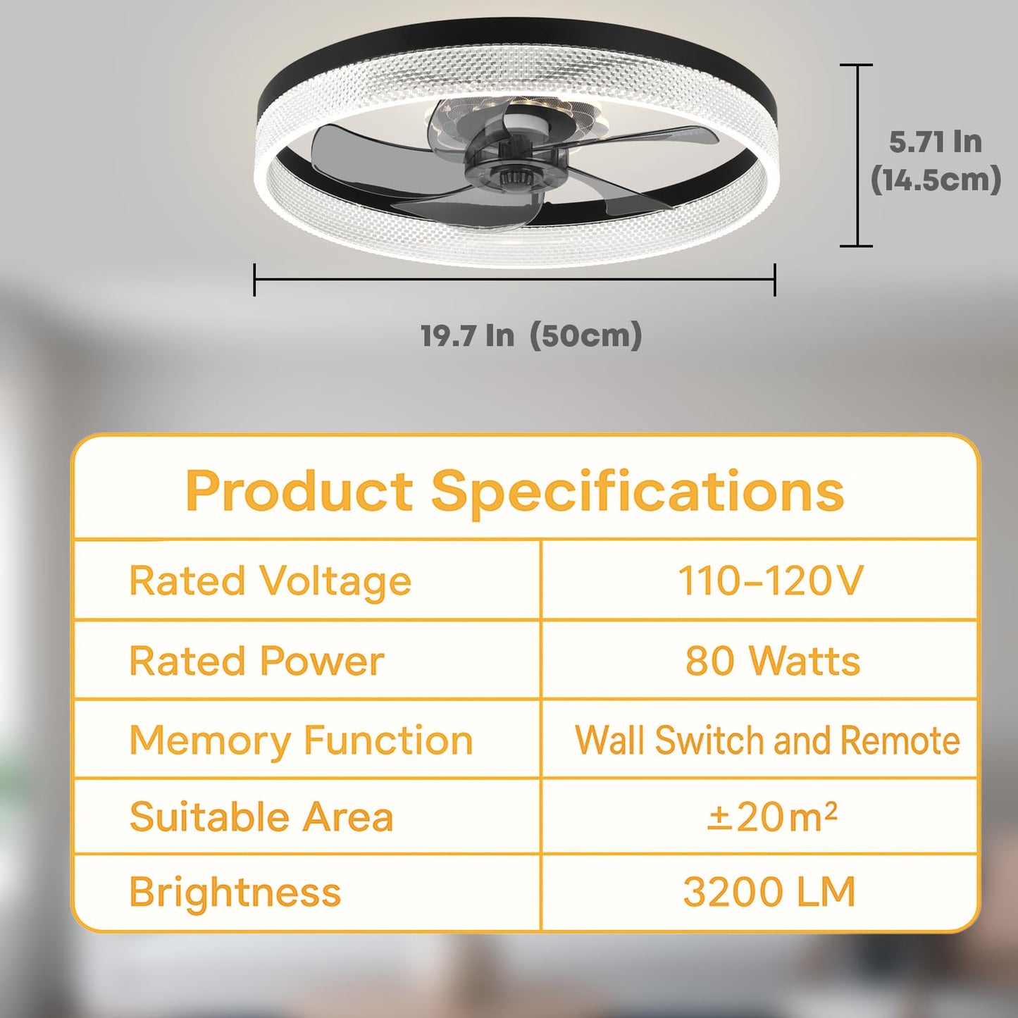 20" Ceiling Fan with Light