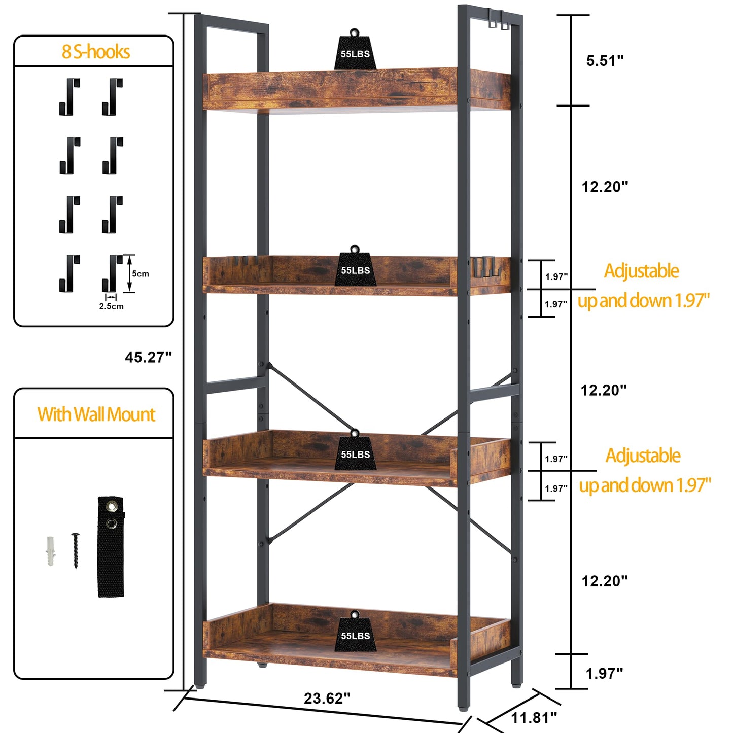 HCHQHS 6-Tier Bookcase