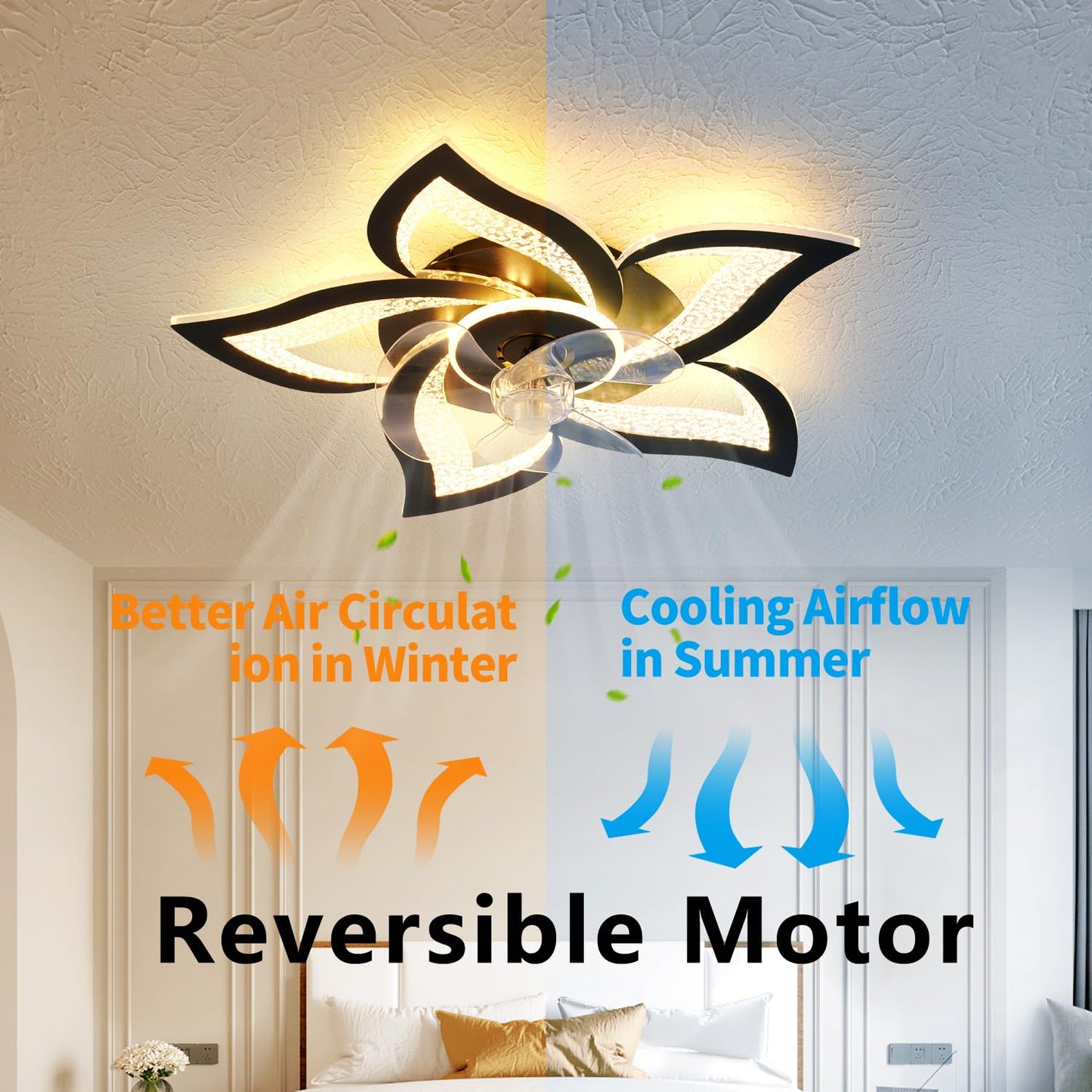 32" Black Ceiling Fan with Light