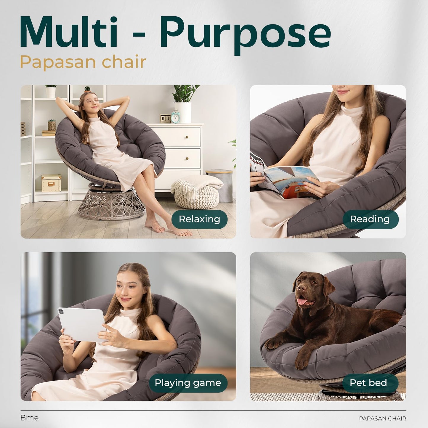 BME 40" Wicker Papasan Chair