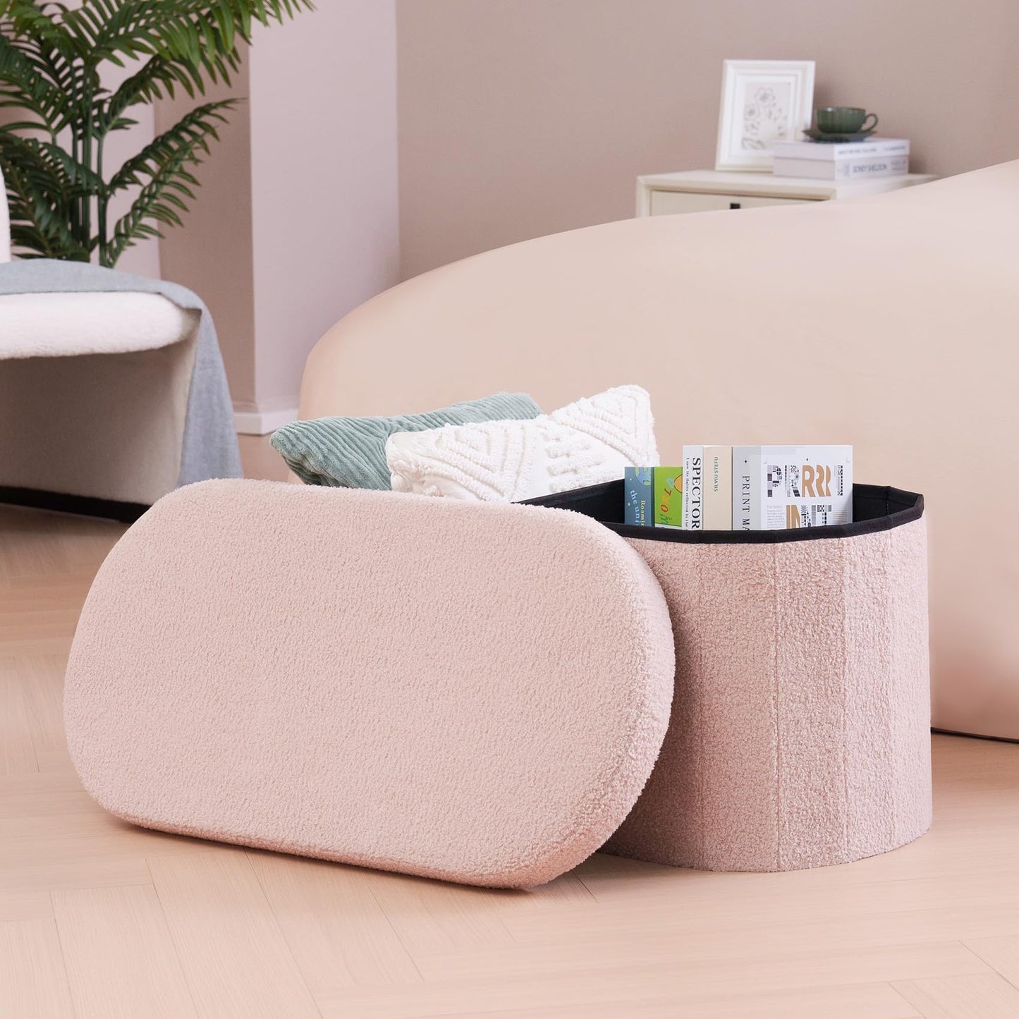 FSOBEIIALEO 43.3" Sherpa Storage Ottoman Bench