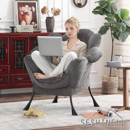 Butterfly Chair with Ottoman – Khaki Velvet