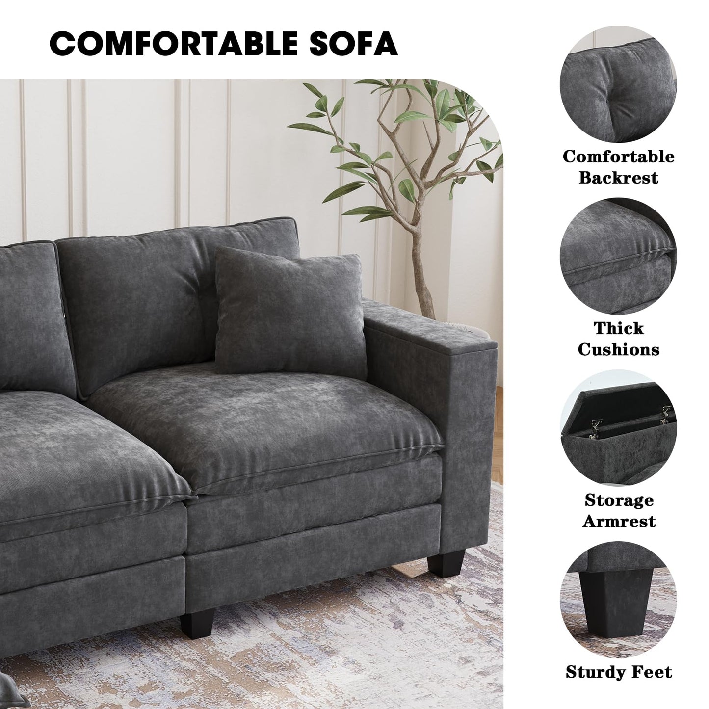 97" 5-Seater Modular Sofa – Beige
