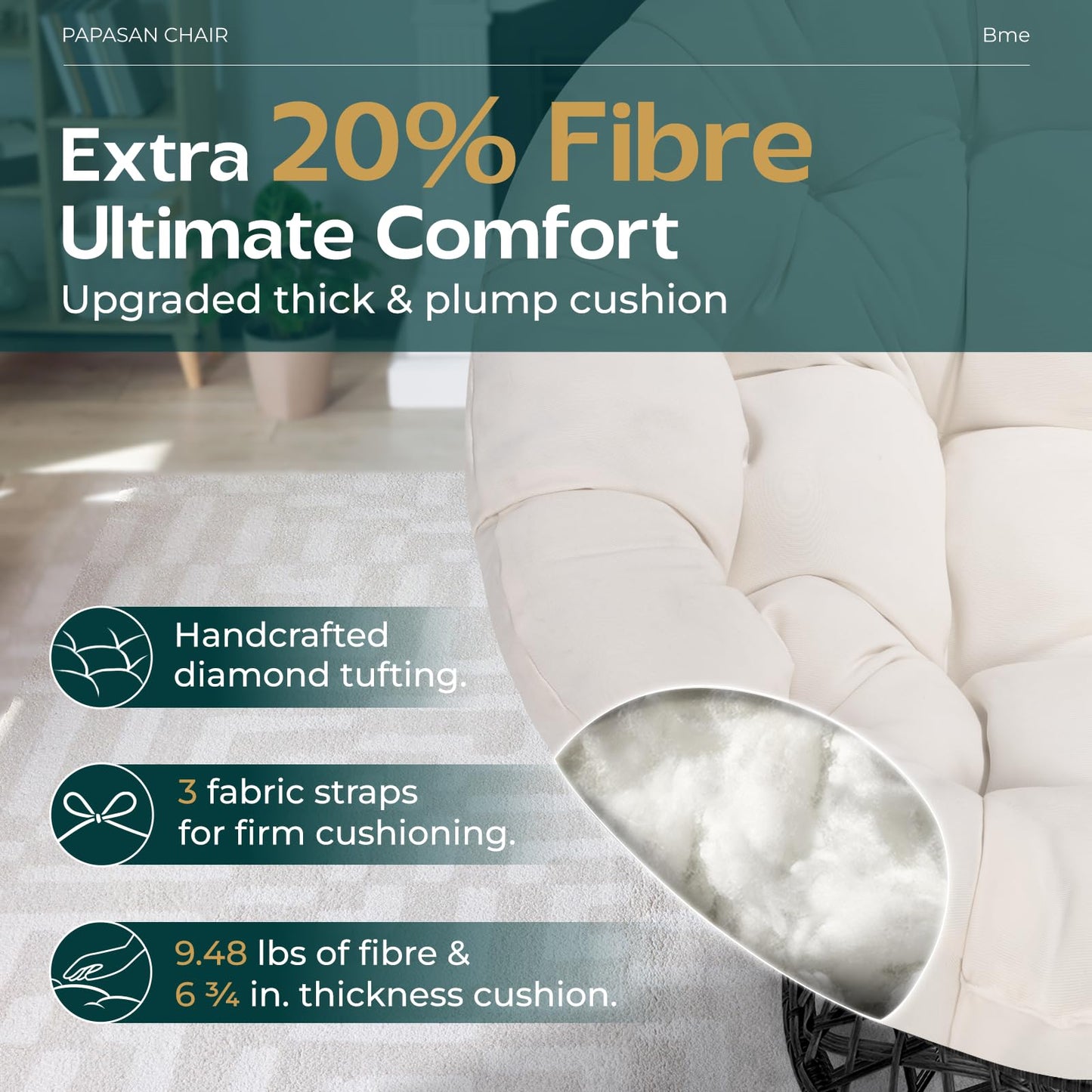 Bme 40" Papasan Swivel Chair