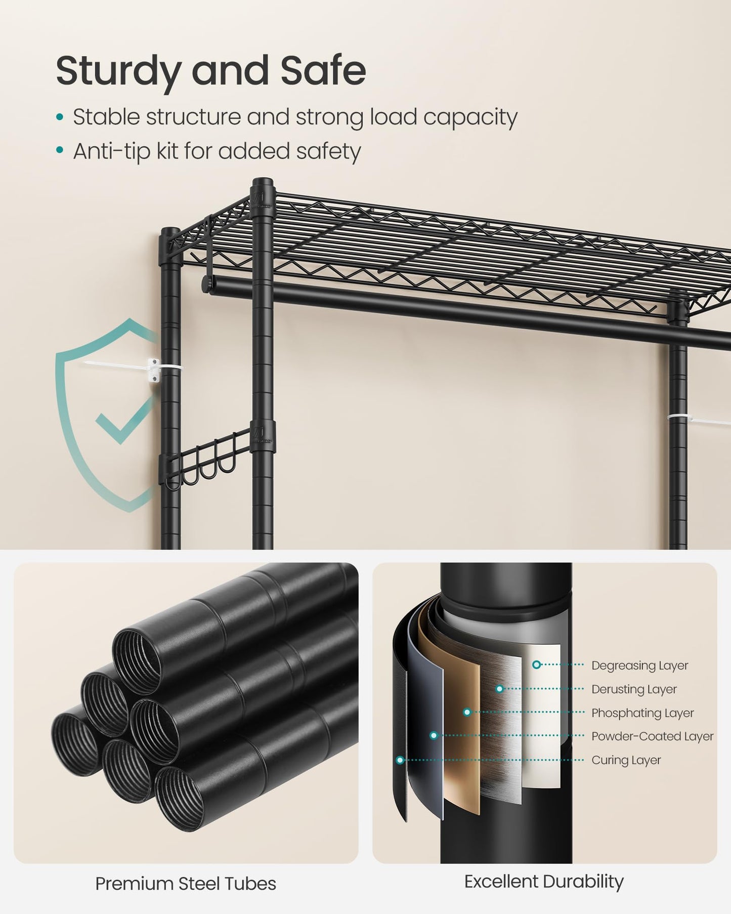 SONGMICS Heavy-Duty Portable Clothes Rack