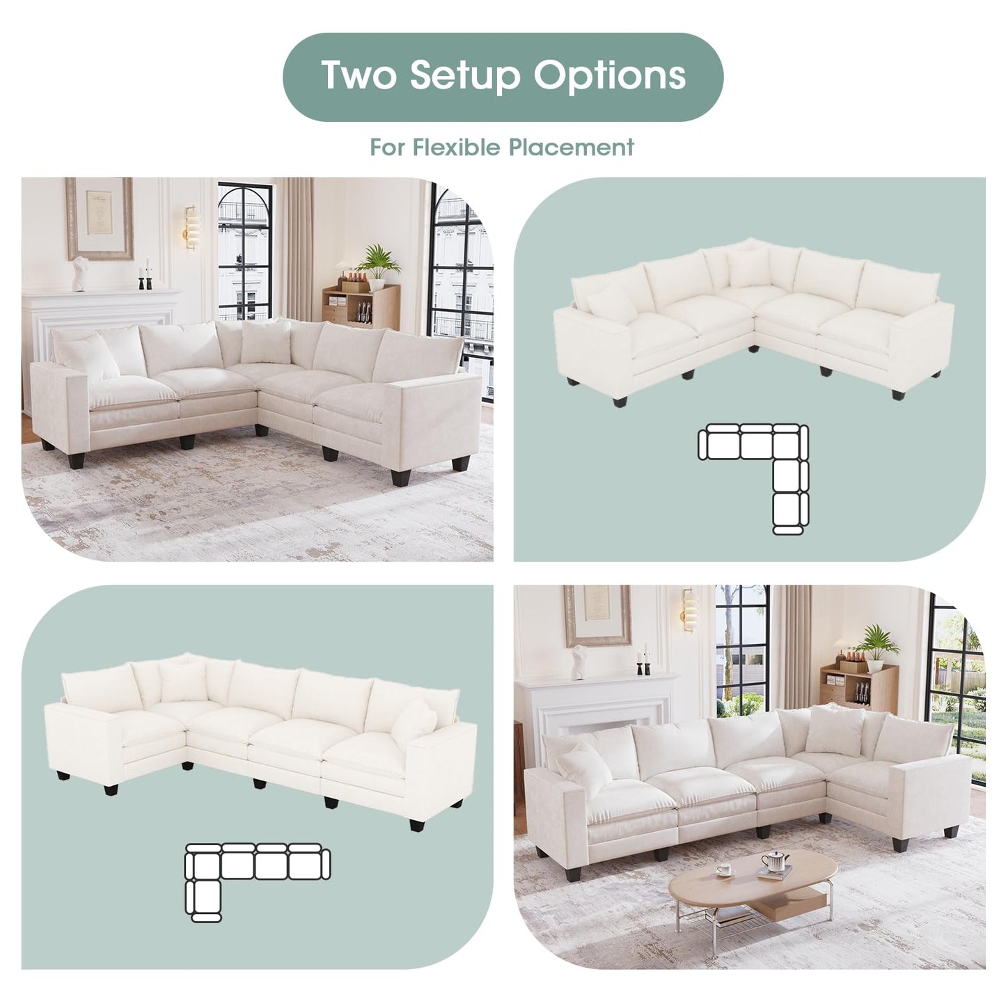 97" 5-Seater Modular Sofa – Beige