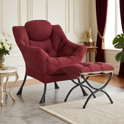 Tiita Velvet Lounge Chair with Ottoman