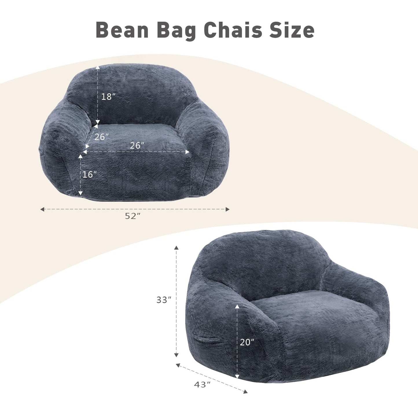 Giant Grey Bean Bag Chair