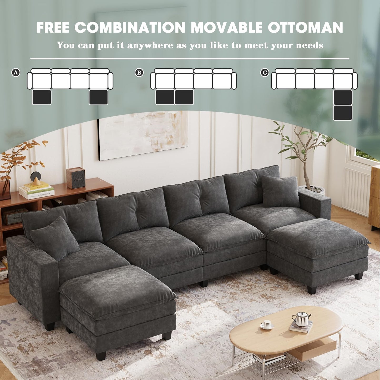 97" 5-Seater Modular Sofa – Beige