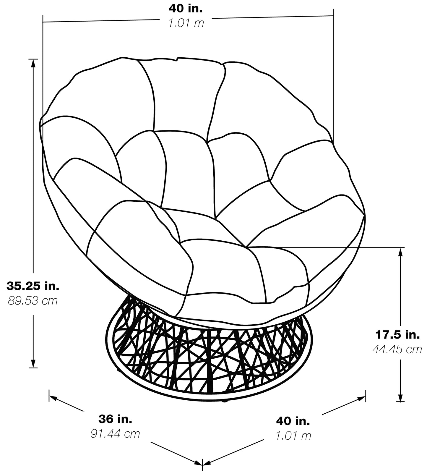 OSP Swivel Papasan Chair White