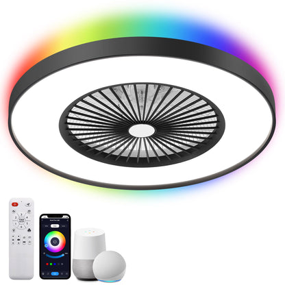 24" Bladeless LED Ceiling Fan – Black