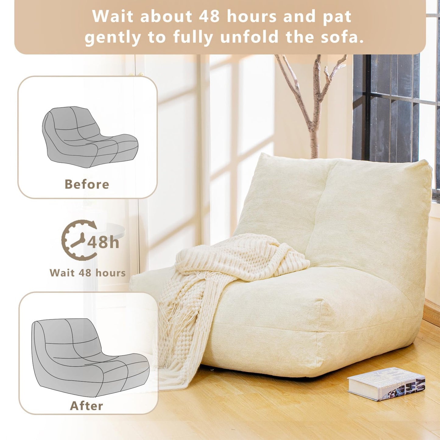 Bean Bag Chair for Adults (Grey)