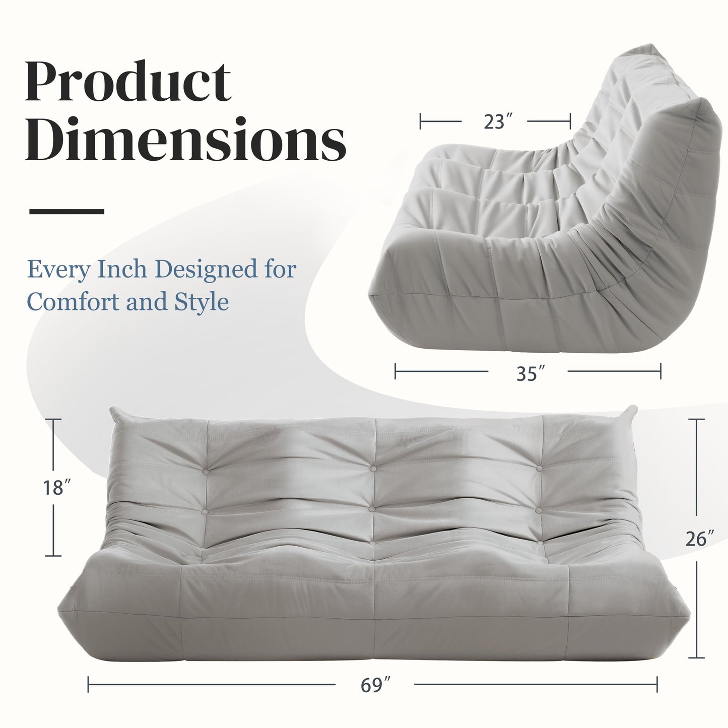 Dark Gray Bean Bag Chair