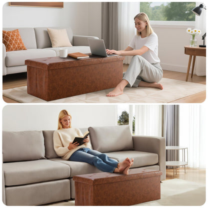 DUMOS 30" Foldable Storage Ottoman Bench