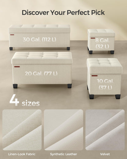 SONGMICS Foldable Storage Ottoman Bench, 15"x43"x15.7"