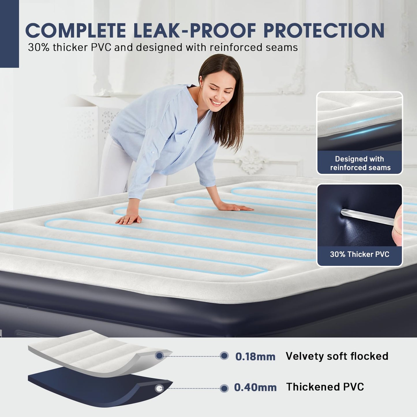 18" Queen Air Mattress with Built-In Pump