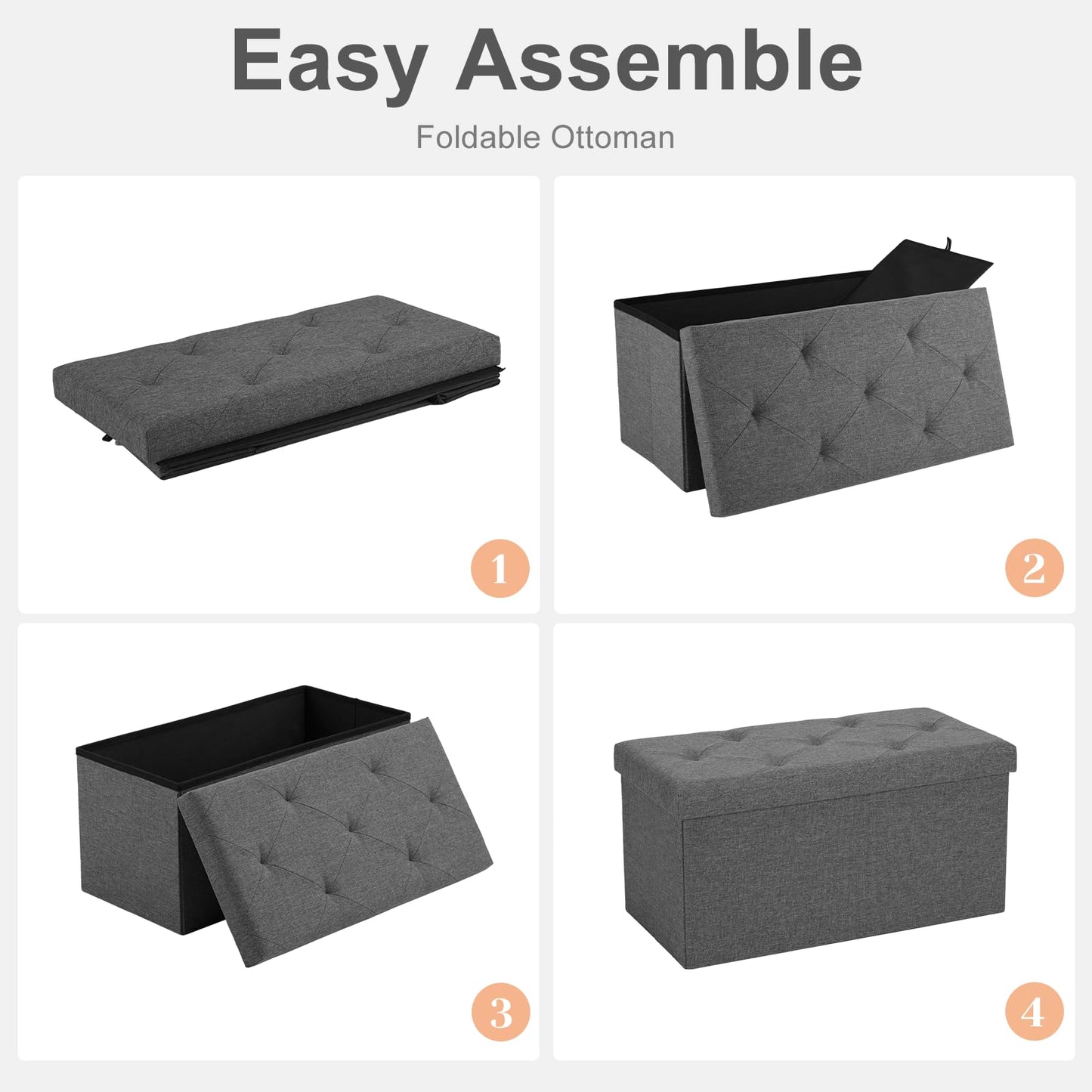 Sweetcrispy 43" Foldable Storage Ottoman Bench