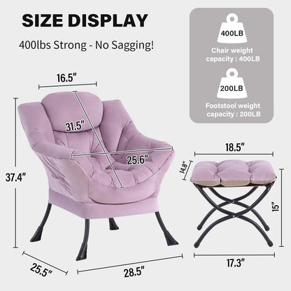 Tiita Velvet Lounge Chair with Ottoman