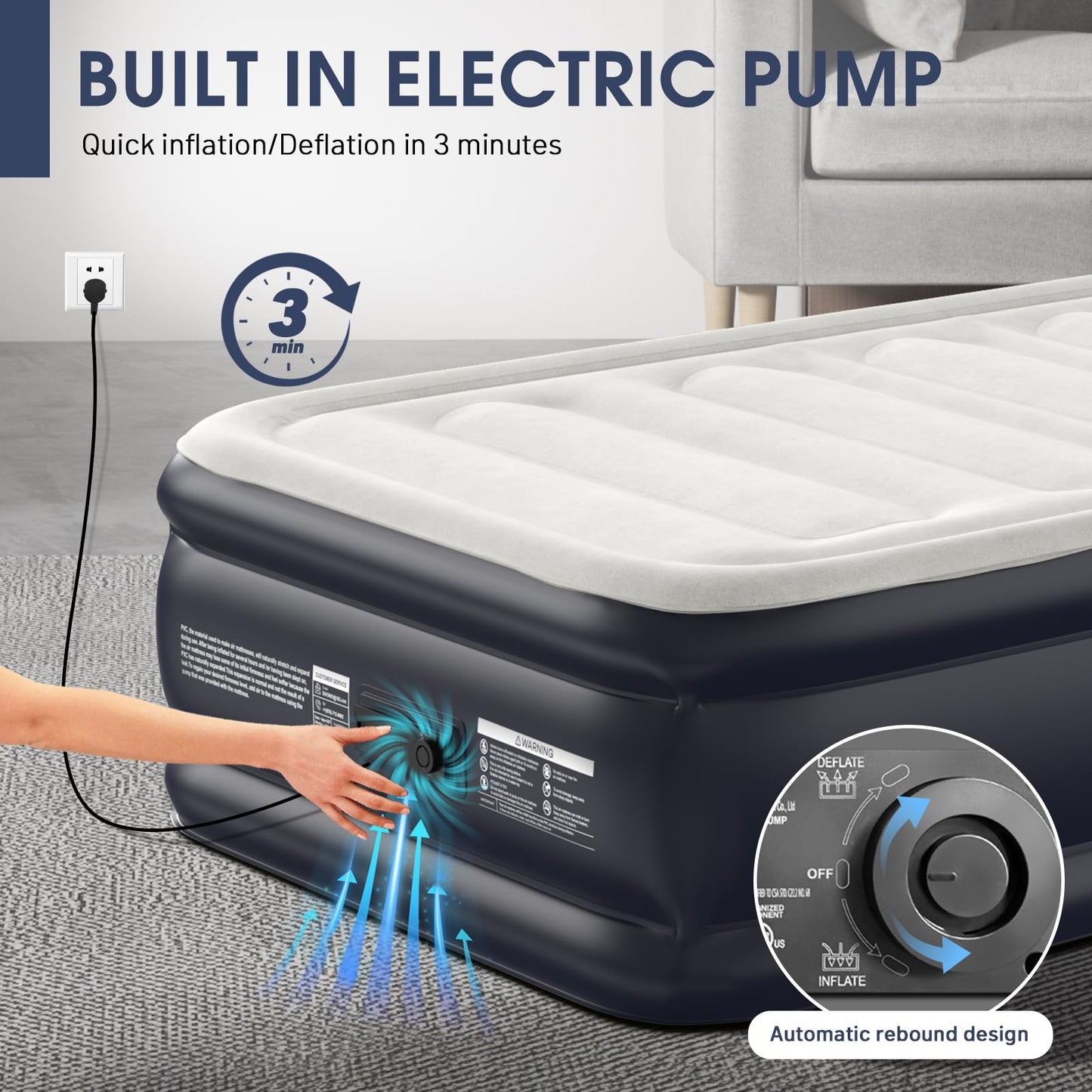 18" Queen Air Mattress with Built-In Pump